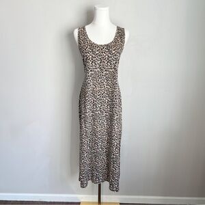 J. Crew Leopard Print Cotton Tank Midi Dress Size XL